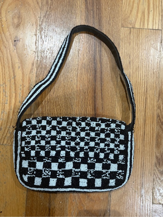 Anthropologie Handbags - ANTHROPOLOGIE Black & White Beaded Shoulder Bag